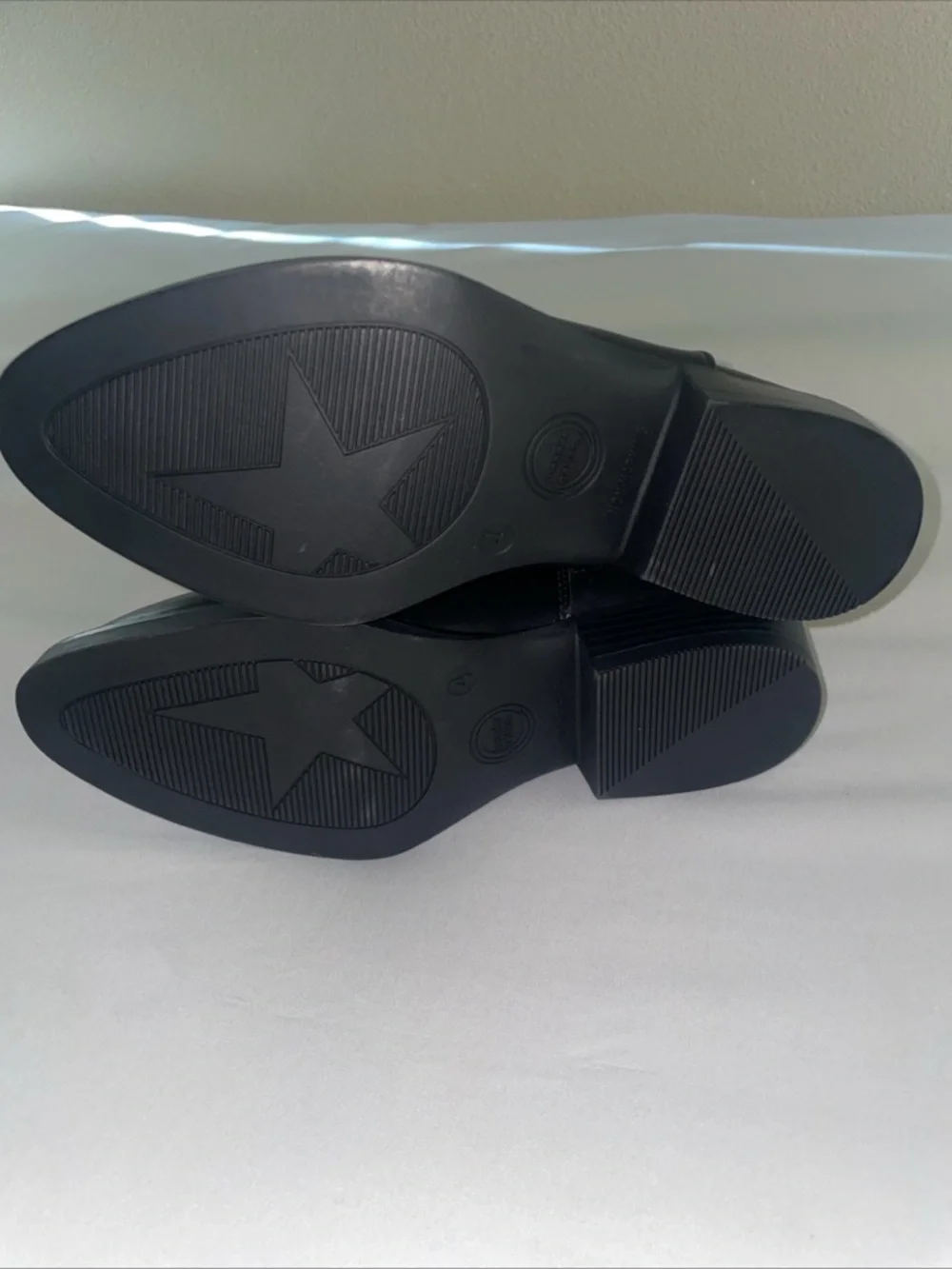 Girls‎ Western Boots Size 4 Black White Star Faux Leather Cowboy